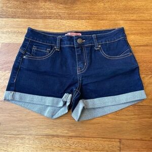 Wax Jean Dark Blue Jean Shorts with Cuffed Hems